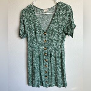 Sky and Sparrow Green Puff Sleeve Midi Sundress